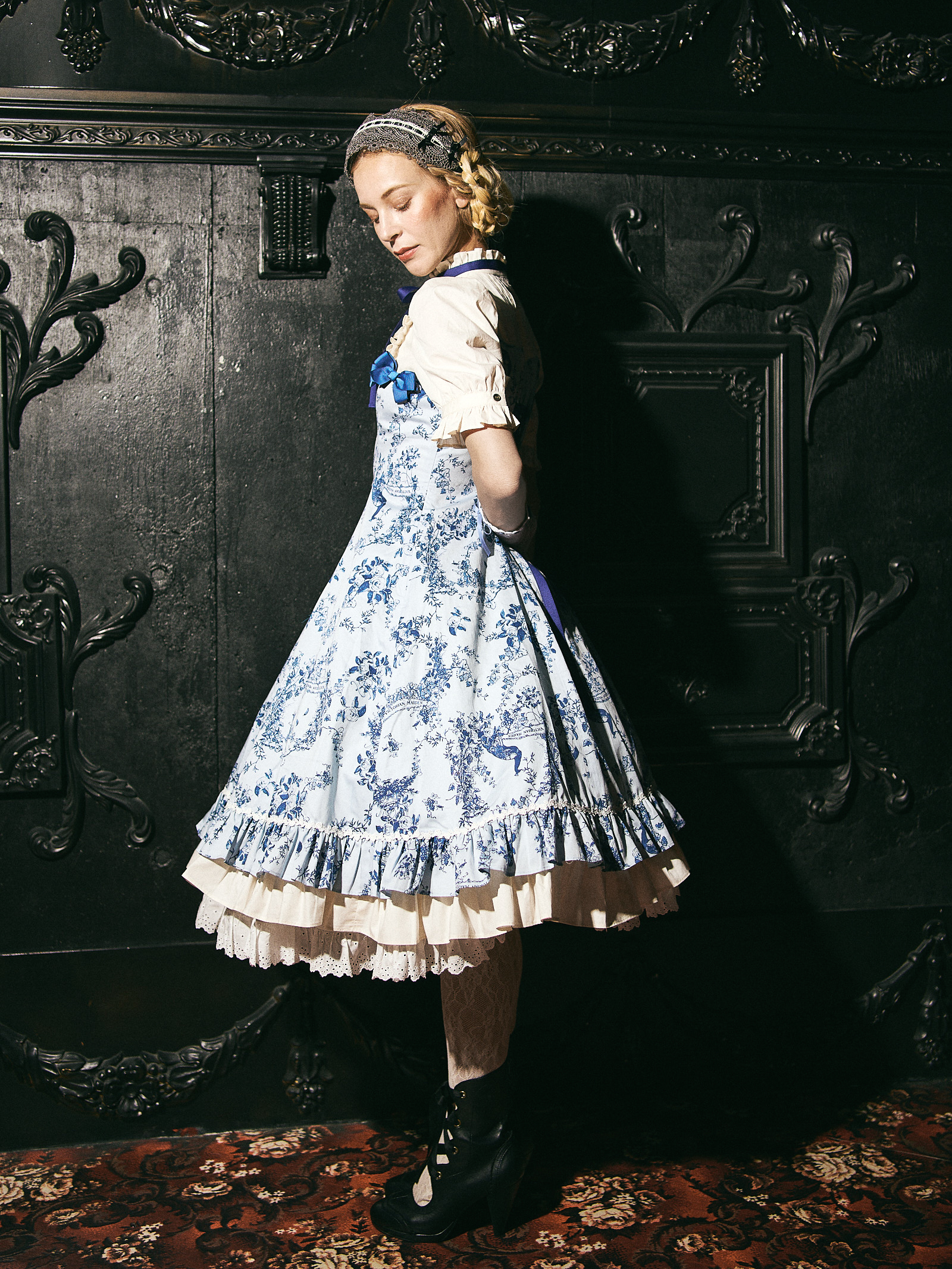 Victorian maidenブラックフリルノースリーブドレスセット Victorian maidenブラックフリルノースリーブドレスセット