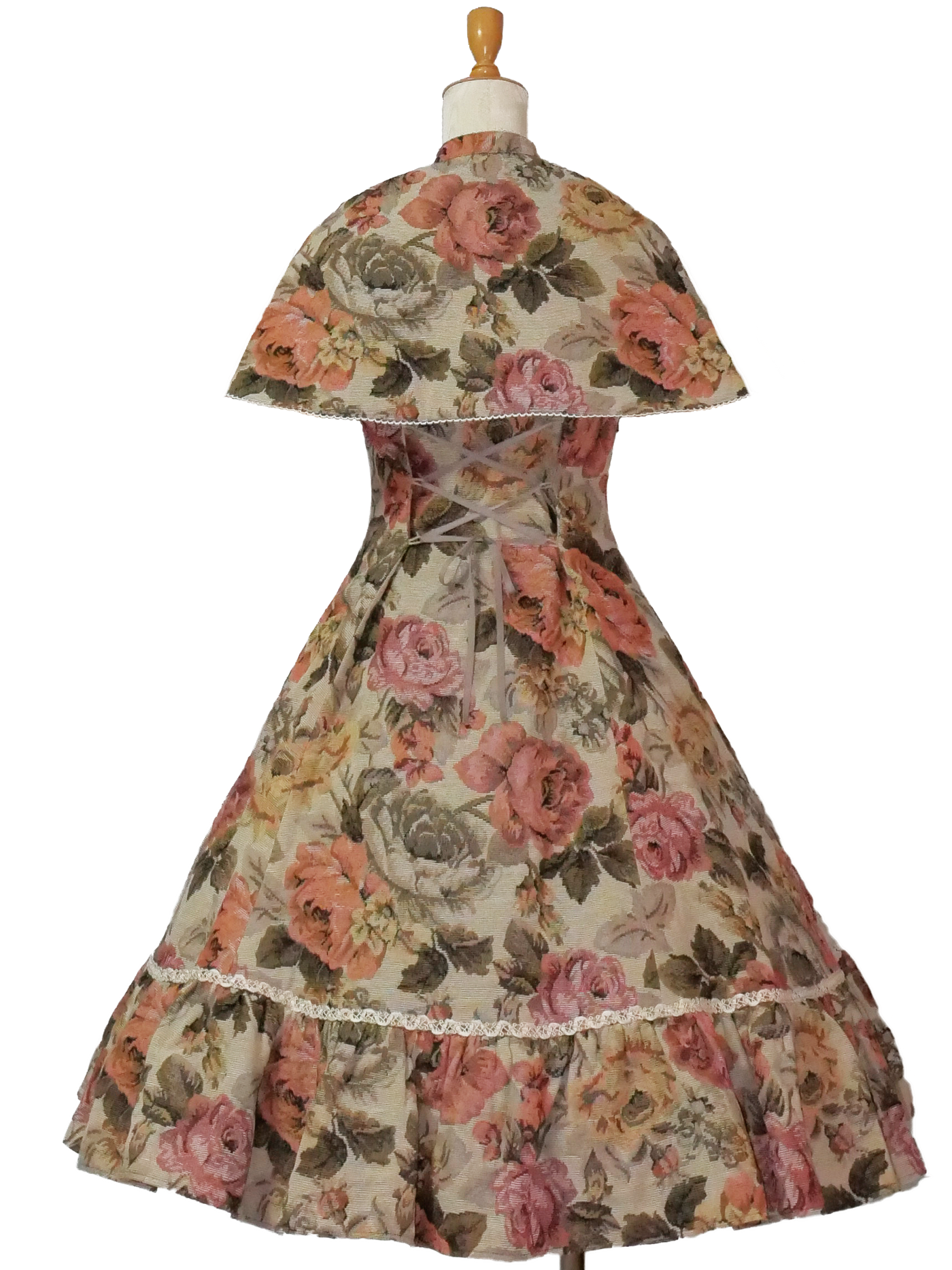 薔薇ゴブランタペストリーケープ付きスリーブレスドレス - Victorian 薔薇ゴブランタペストリーケープ付きスリーブレスドレス - Victorian
