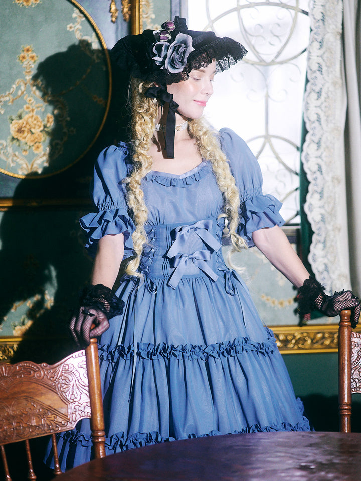 レースアップドールハーフスリーブドレス - Victorian maiden