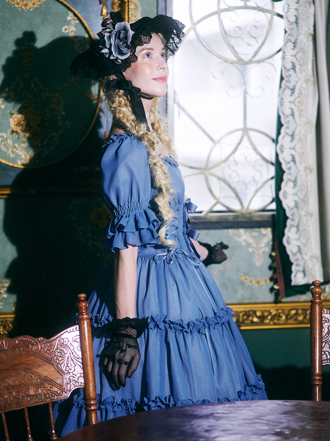 レースアップドールハーフスリーブドレス - Victorian maiden