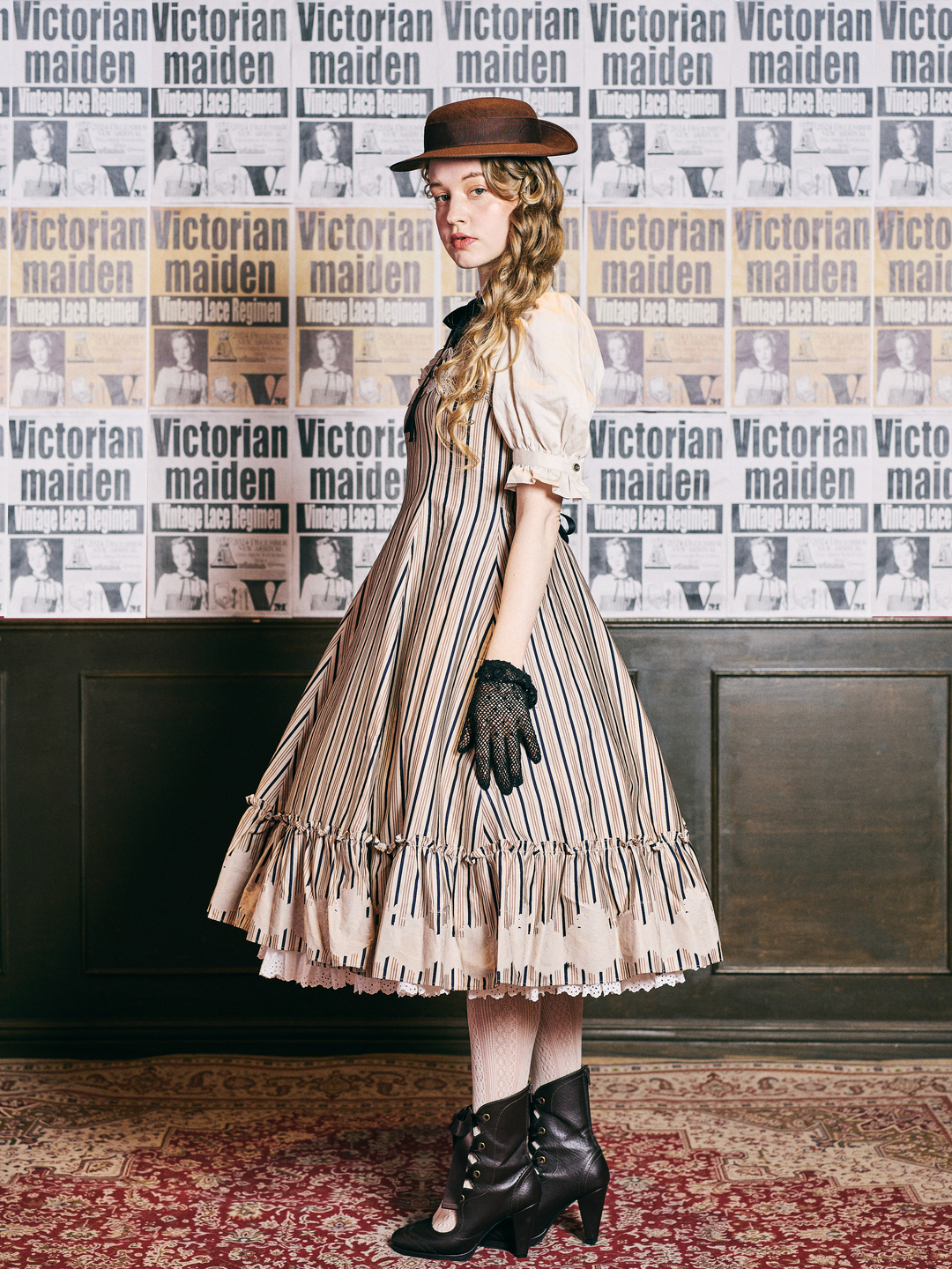 vintageレースレジメンハーフスリーブドールドレス - Victorian maiden