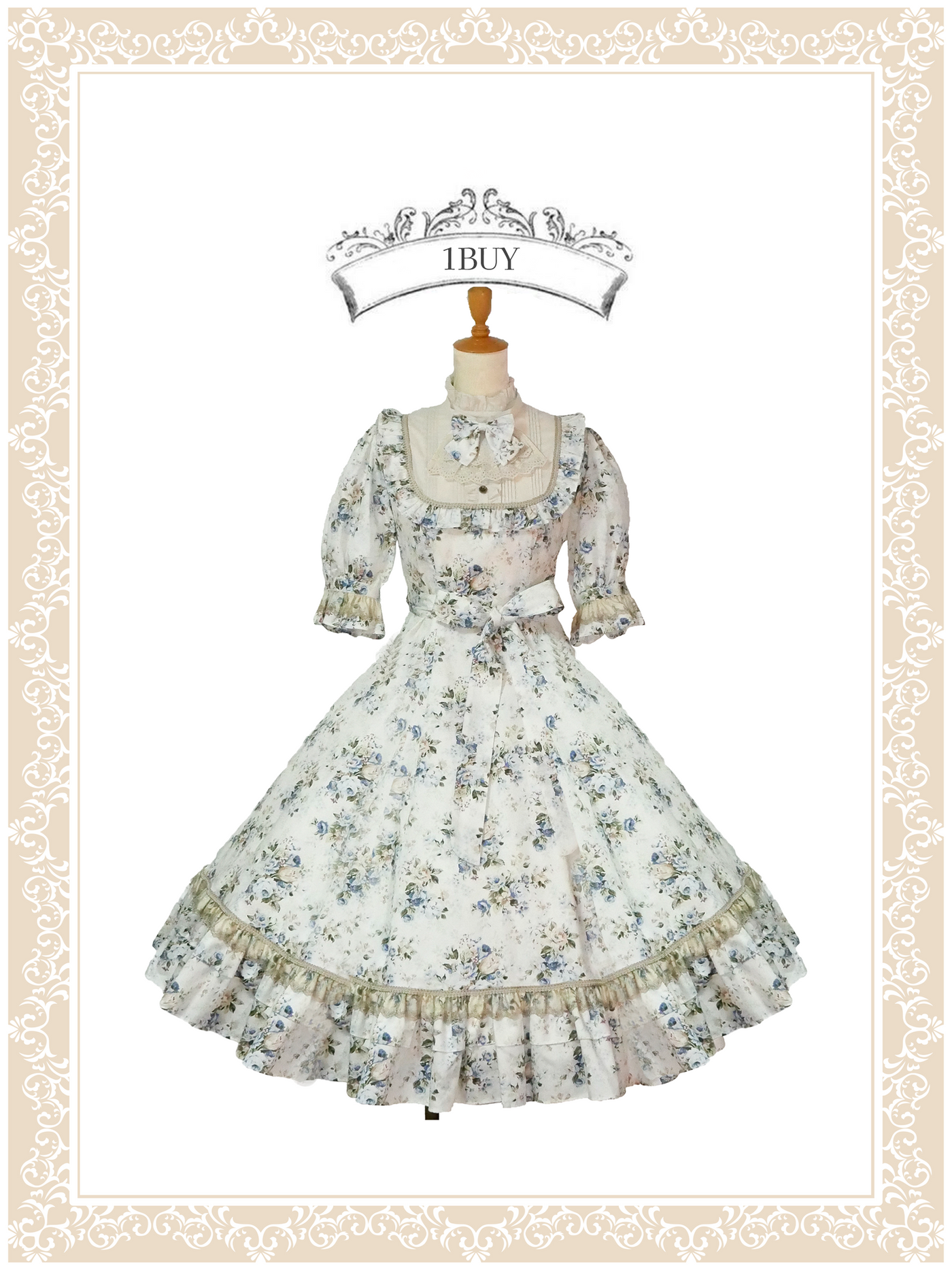 ロココブーケJewelryクラシカルドールハーフスリーブロングドレス（半袖）