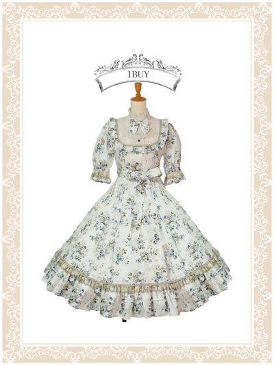 ロココブーケJewelryクラシカルドールハーフスリーブロングドレス（半袖）