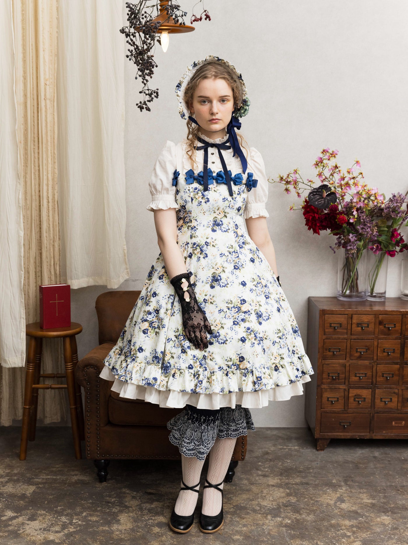 Victorian maiden ロココブーケスカート&カチューシャセット Rococo Bouquet Scallop Skirt by Victorian Maiden
