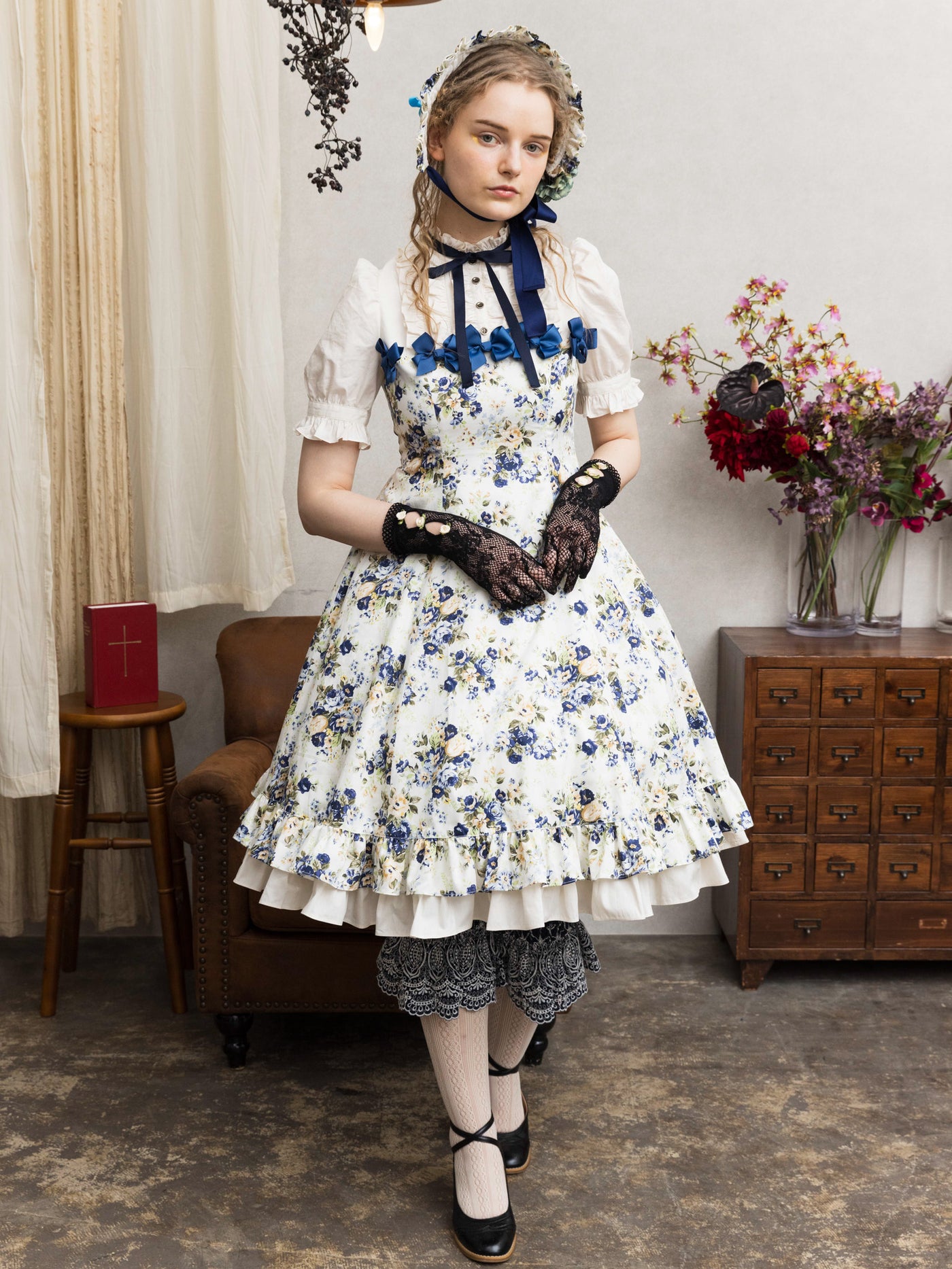 【FRANCO FERRARO 】スプリングコート リボン　M　可愛い　極美品 アンティークロココブーケメニーリボンドールドレス - Victorian