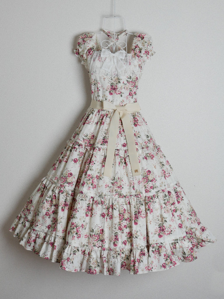 ロココブーケ・アルカンシェルティアードロングドレス 【ミルクティー