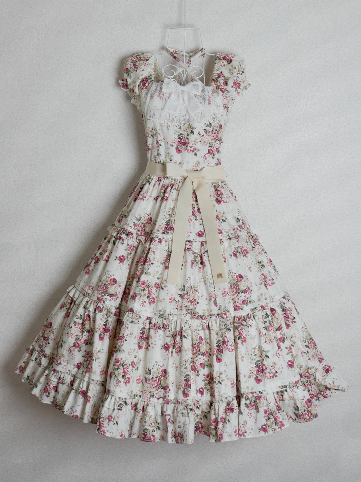 ロココブーケ・アルカンシェルティアードロングドレス 【ミルクティーローズ】