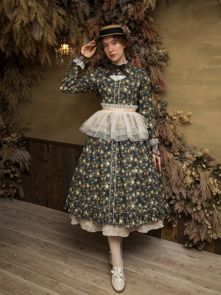 フラワーエンブロイダリーフリルコルセット - lolita fashion japan