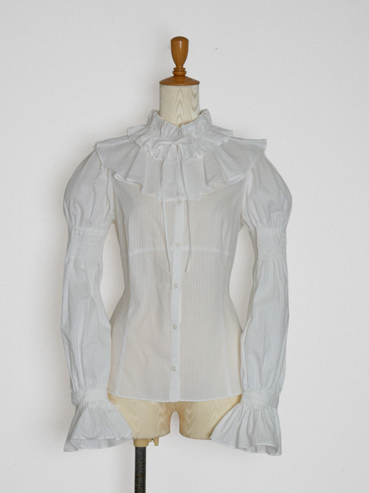 コレットストライプラッフルフリルブラウス