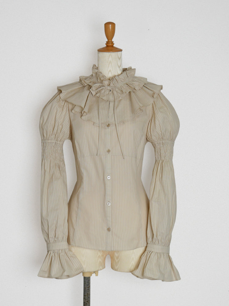 コレットストライプラッフルフリルブラウス