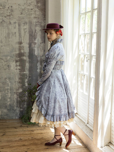 フレグランスロココフリルリボンスリーブレスドレス