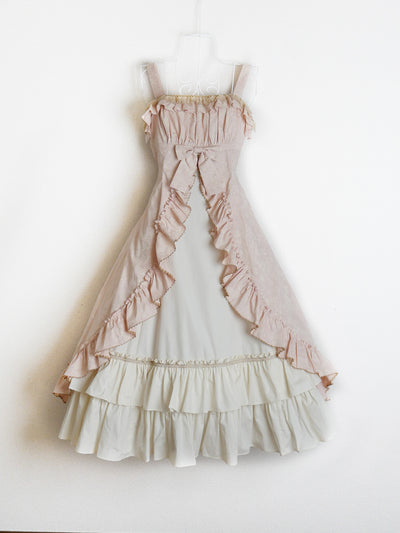 フレグランスロココフリルリボンスリーブレスドレス
