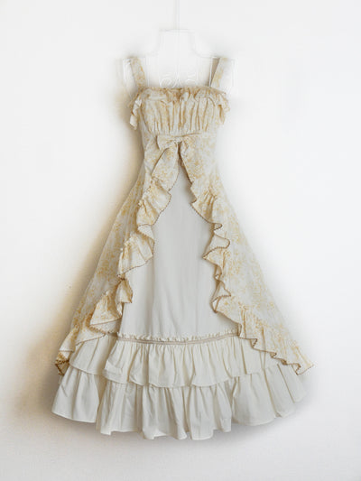 フレグランスロココフリルリボンスリーブレスドレス