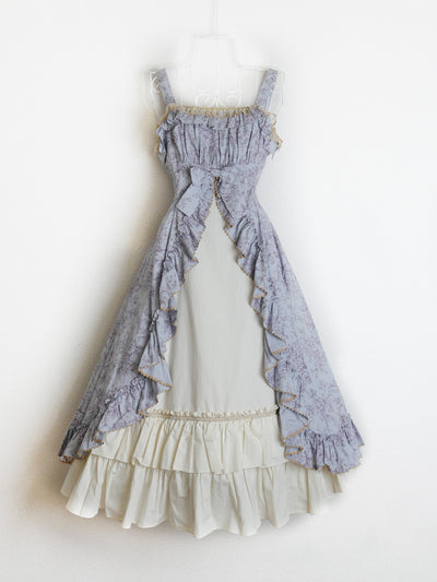 フレグランスロココフリルリボンスリーブレスドレス