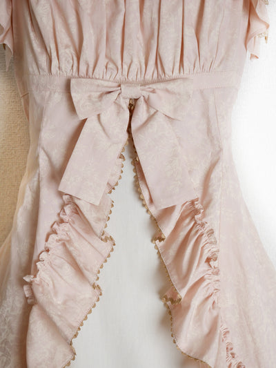 フレグランスロココフリルリボンスリーブレスドレス