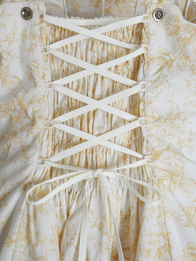 フレグランスロココフリルリボンスリーブレスドレス