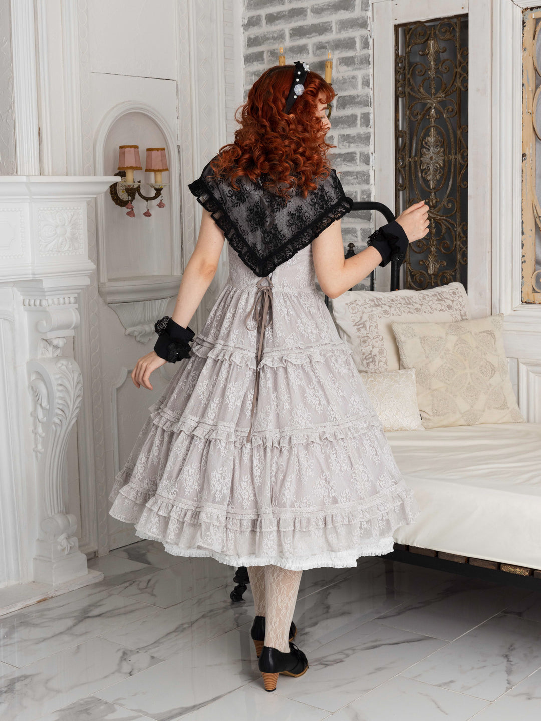 レーシーブーケティアードドレス（ペールブルー）【受注期間：11月21日