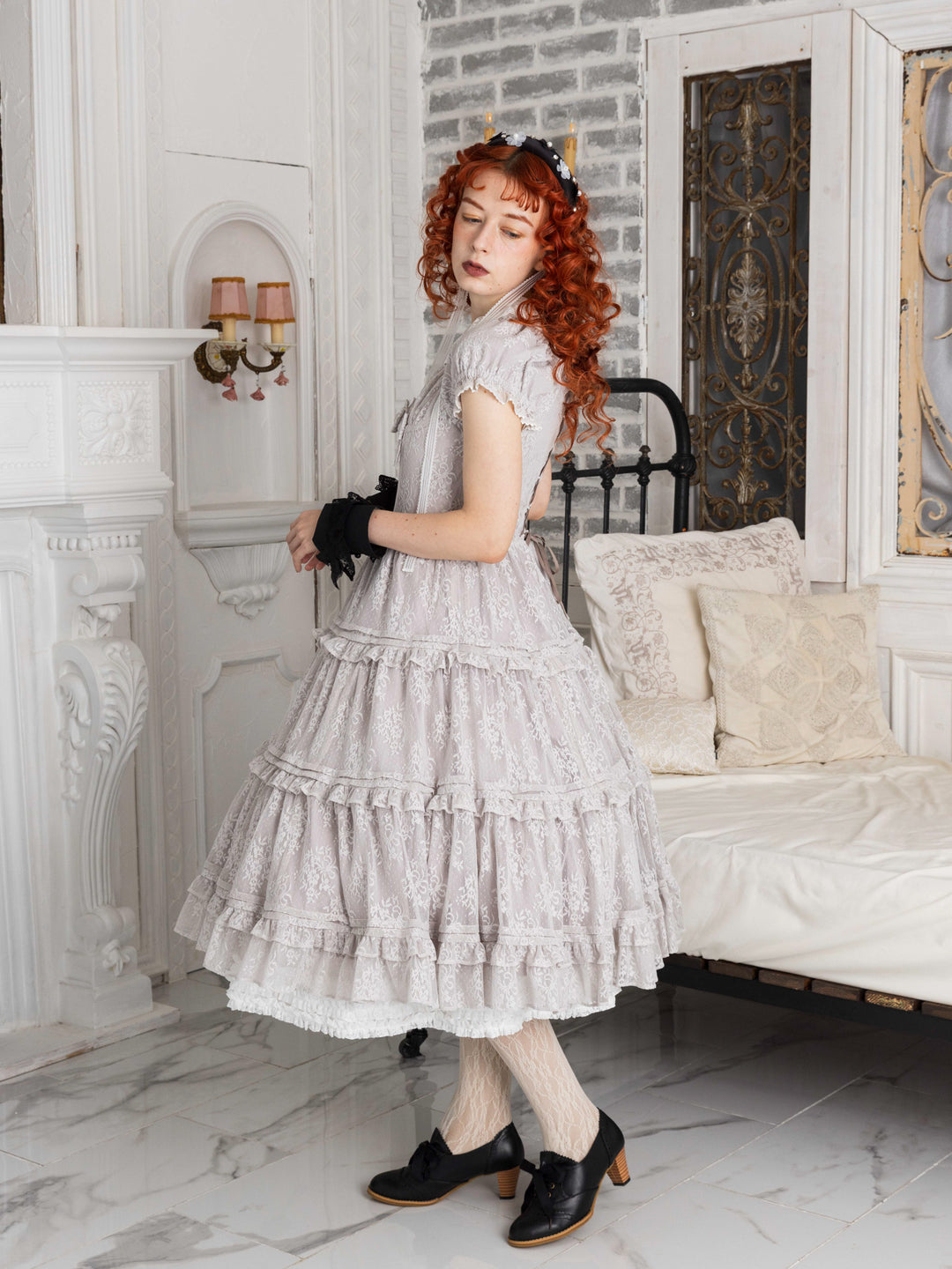 レーシーブーケティアードドレス（グレージュ） - Victorian maiden