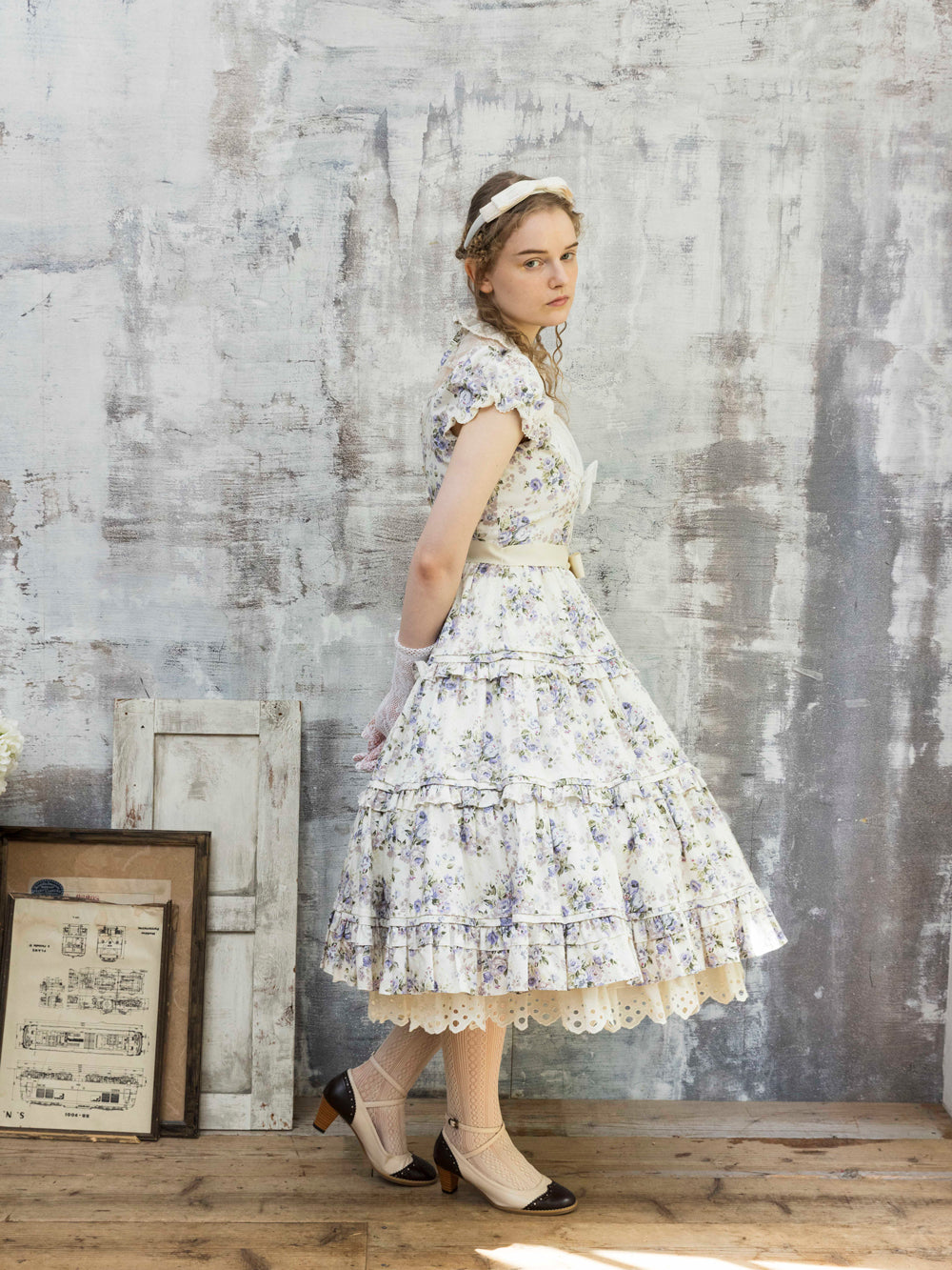 ロココブーケ・アルカンシェルティアードロングドレス 【ブルー