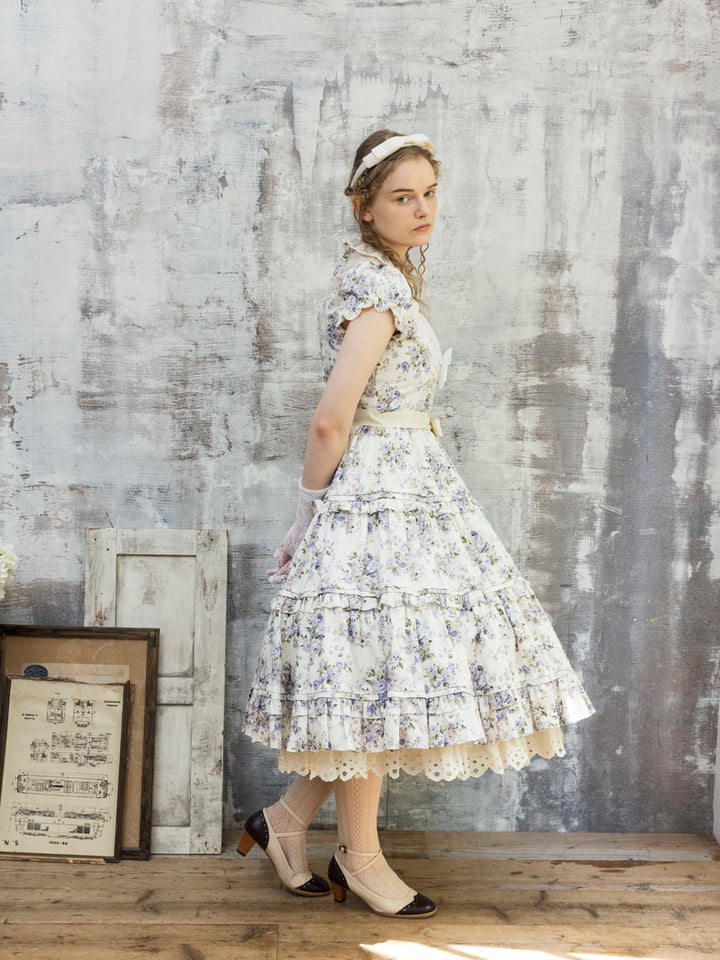 ロココブーケ・アルカンシェルティアードロングドレス 【ブルー