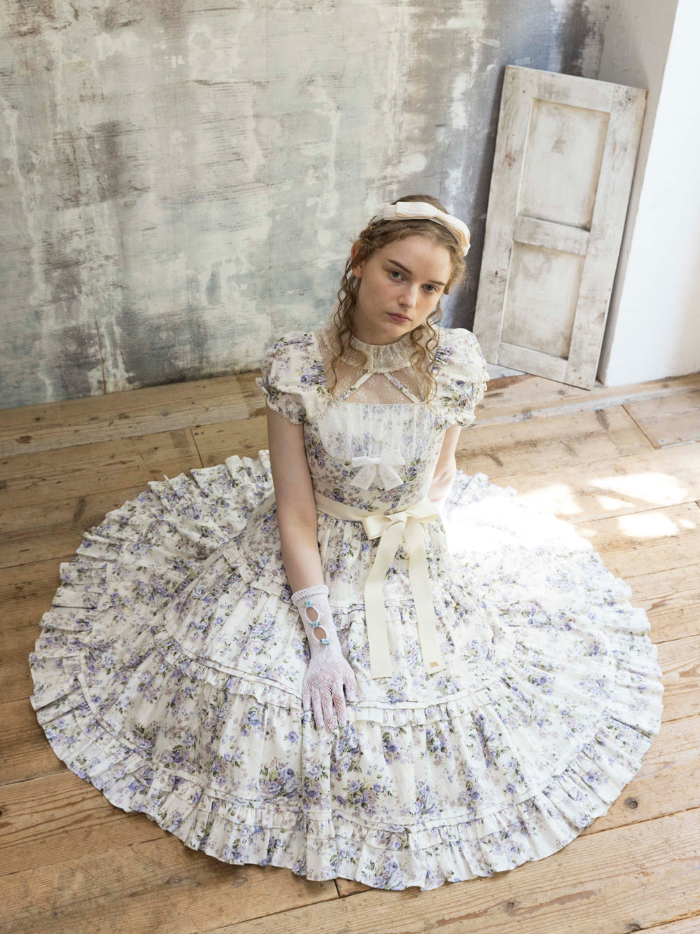 ロココブーケ・アルカンシェルティアードロングドレス 【ブルー