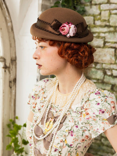 ローズコサージュハット