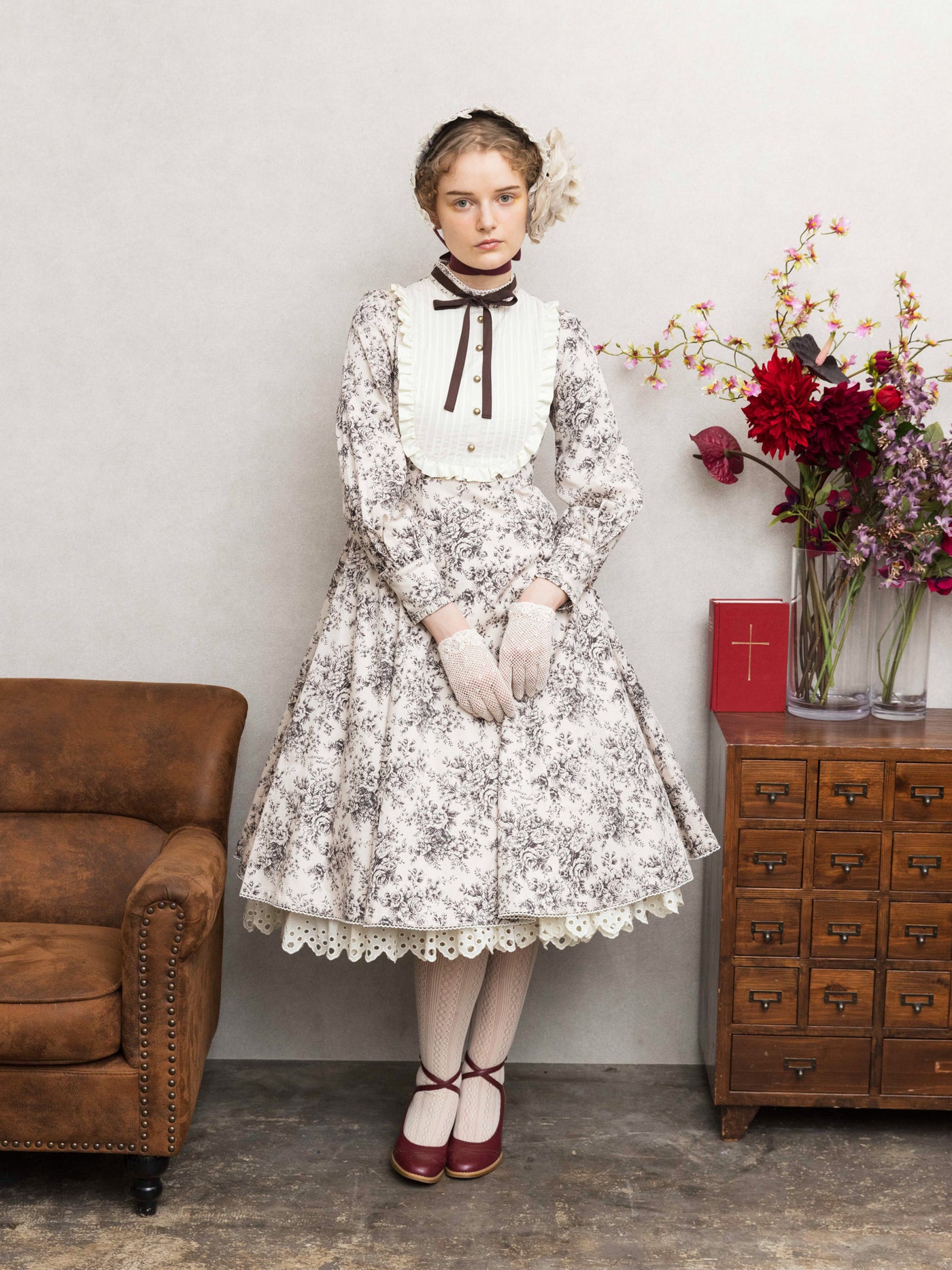 ルイーズクラシカルドールドレス（トワルドロココブーケ柄）