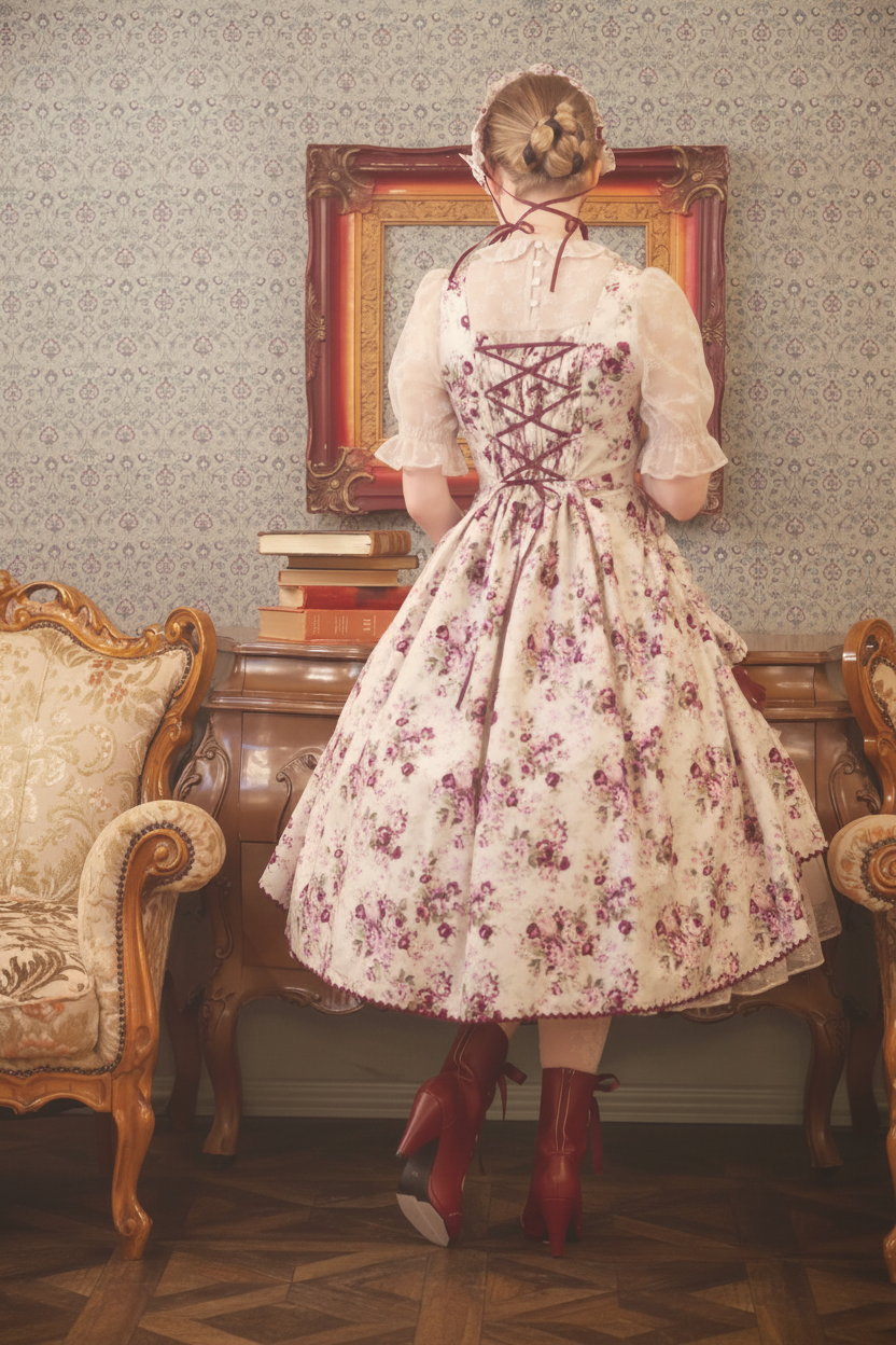 アンティークロココブーケメルローズドレス - lolita fashion japan