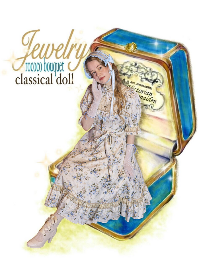 ロココブーケJewelryクラシカルドールハーフスリーブロングドレス