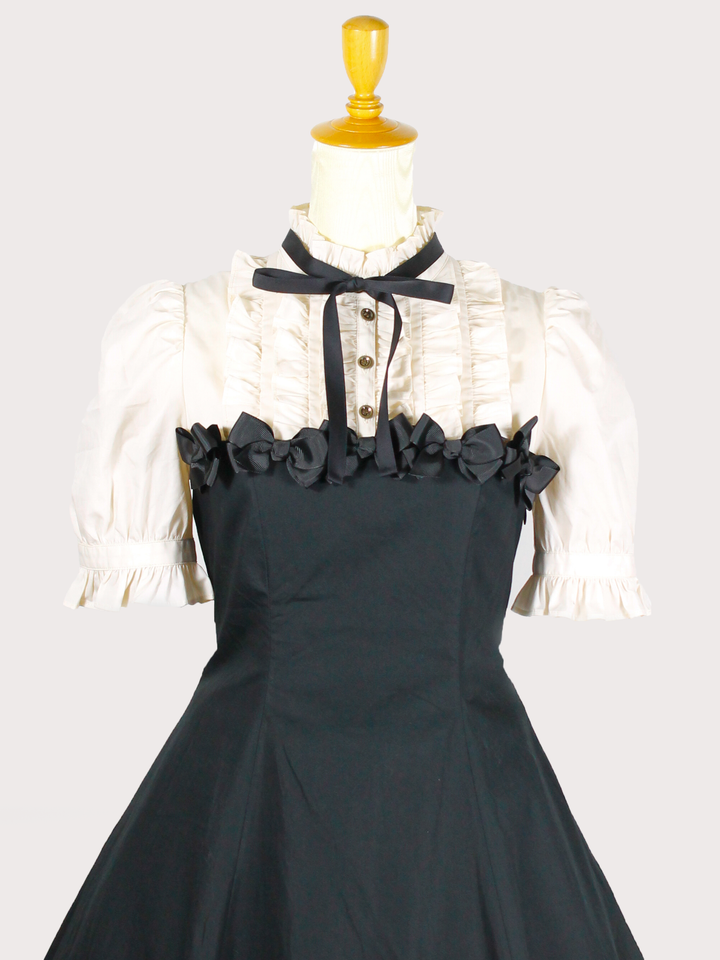 メニーリボンハーフスリーブドールドレス - lolita fashion japan