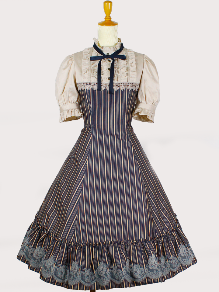 vintageレースレジメンハーフスリーブドールドレス - lolita fashion