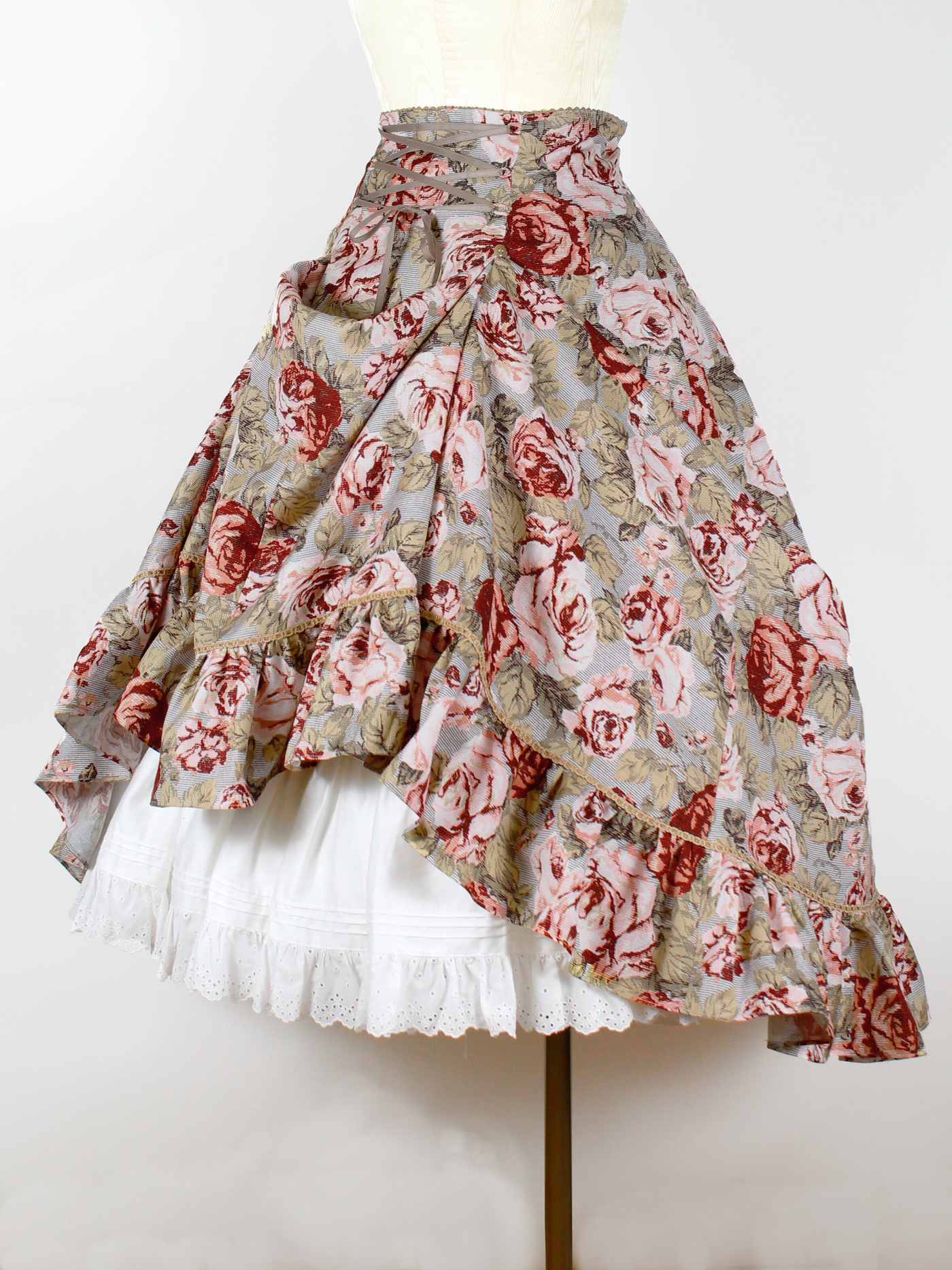 Victorian maiden*ダブルバッスルシフォンフリルスカート*ピンク Victorian maiden*ダブルバッスルシフォンフリルスカート*ピンク