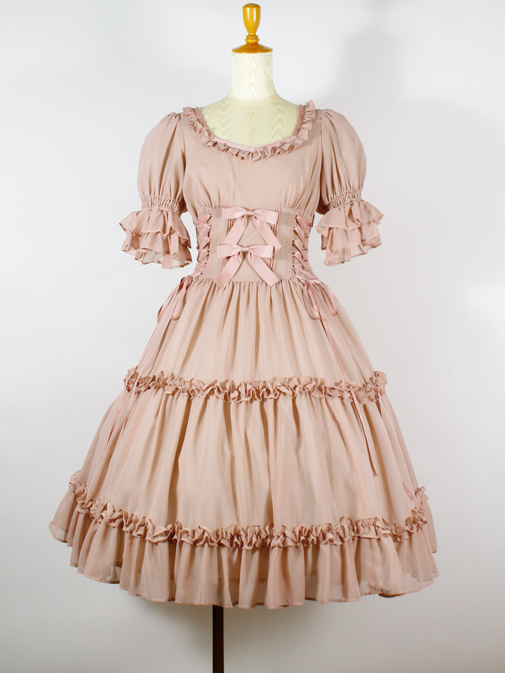 レースアップドールハーフスリーブドレス - Victorian maiden