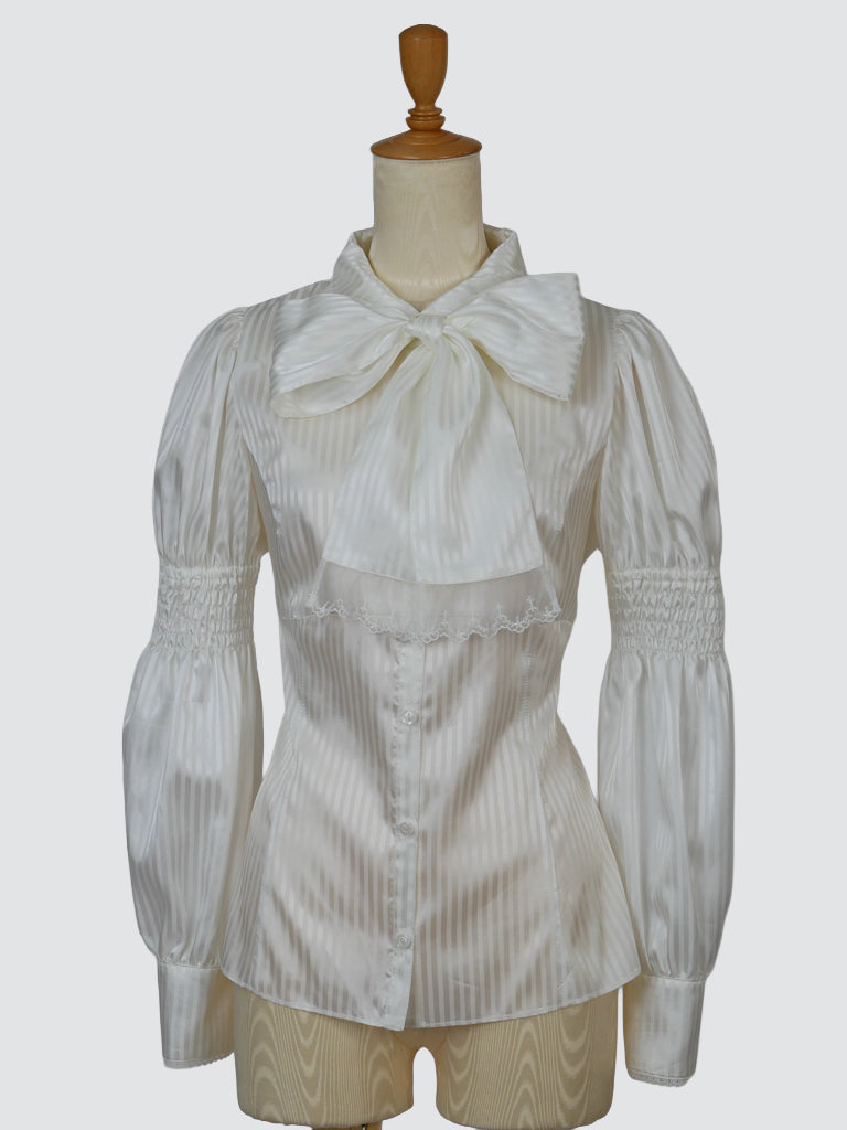 Victorian maiden ブラウス ご予約内金15,000円】シャイニーストライプメリーボウタイブラウス