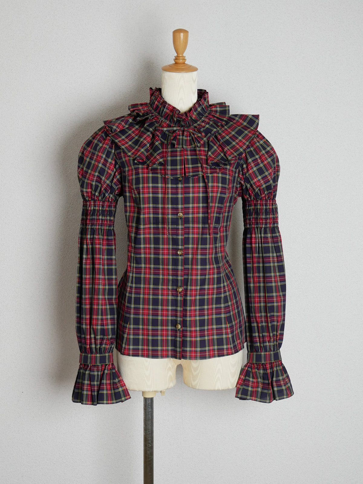 【通常商品】クラッシックチェックラッフルフリルブラウス