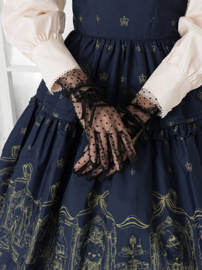 水玉フロッキーレースアップグローブ