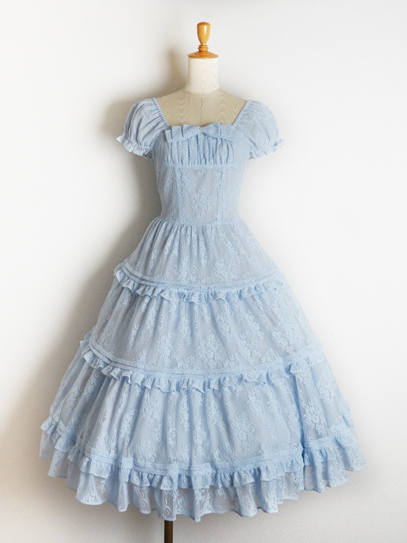 レーシーブーケティアードドレス（ペールブルー）