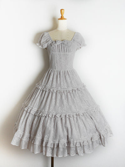 レーシーブーケティアードドレス（グレージュ）