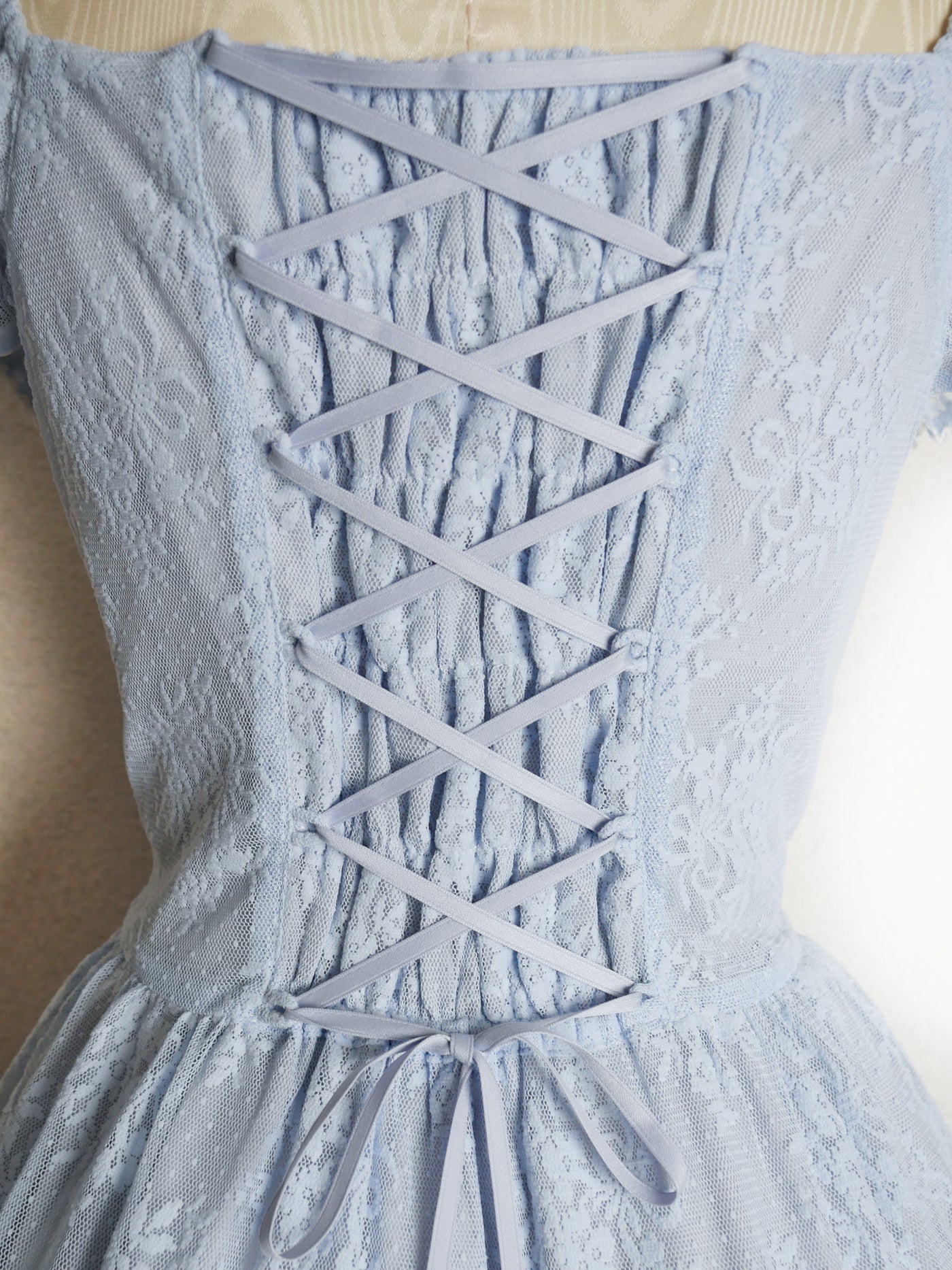 レーシーブーケティアードドレス（ペールブルー）