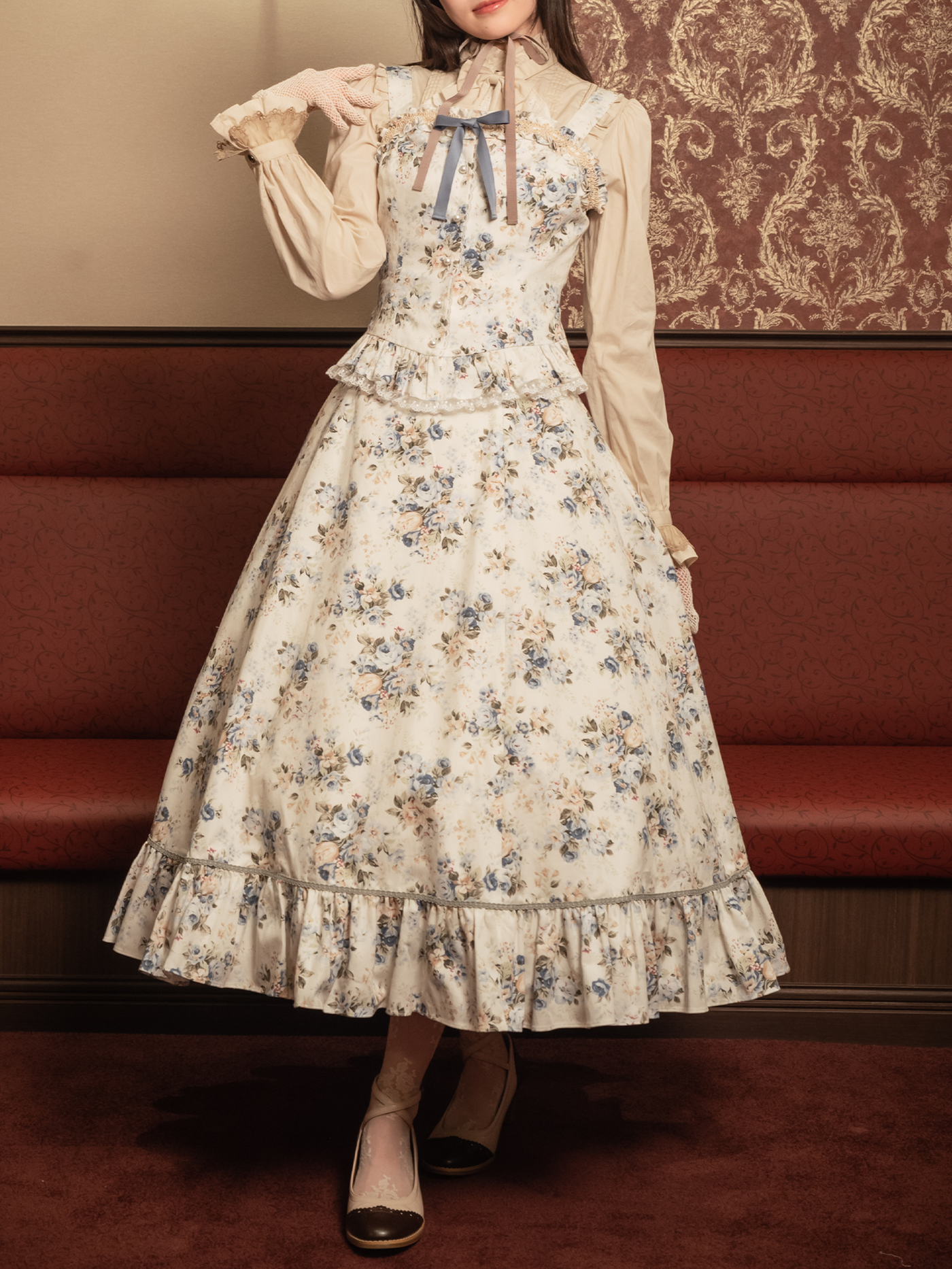 アンシエントロココブーケハイウエストスカート - lolita fashion アンシエントロココブーケハイウエストスカート - lolita fashion
