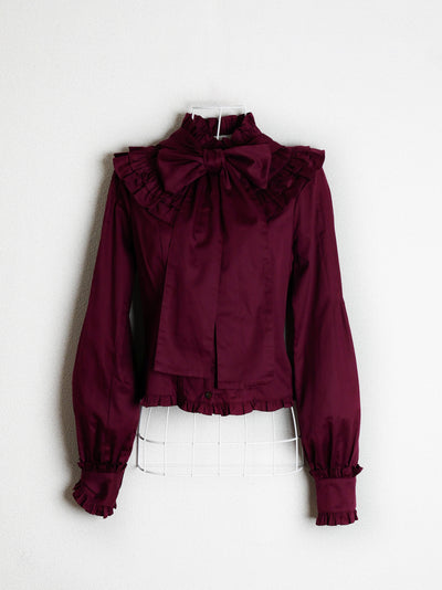 ノーブルサテンダブルフリルブラウス