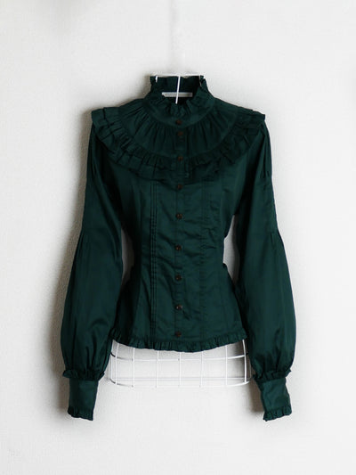 ノーブルサテンダブルフリルブラウス