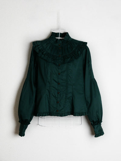 ノーブルサテンダブルフリルブラウス