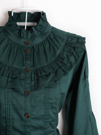 ノーブルサテンダブルフリルブラウス