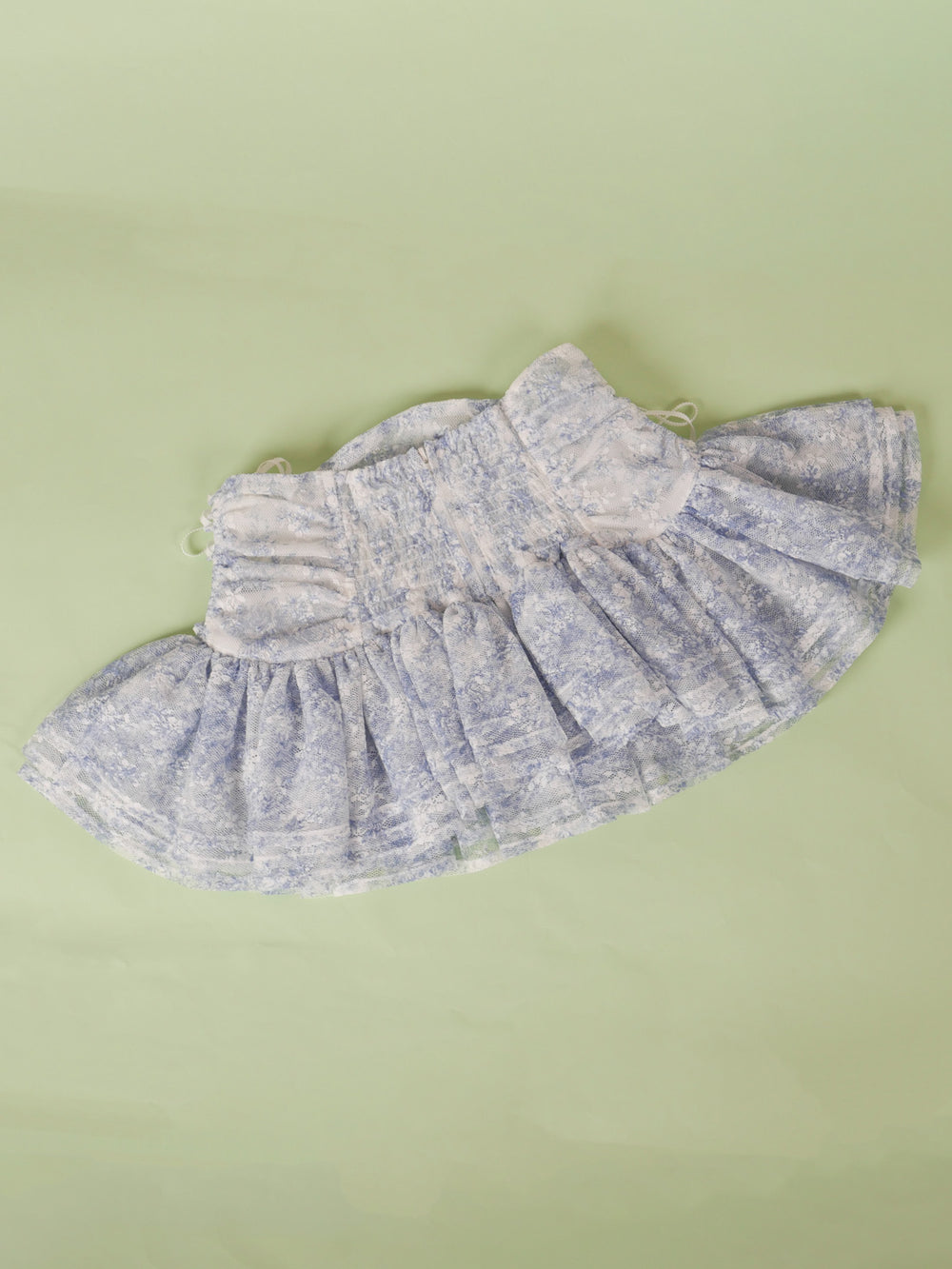 レースアップフリルコルセット（トワルドロココブルー