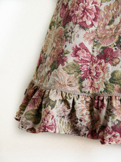 薔薇ゴブランタペストリーハイウエストスカート（ボルドー系）