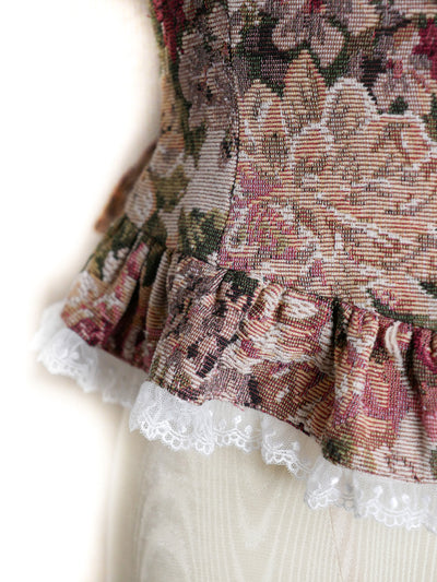 薔薇ゴブランタペストリーフリルビスチェ（ボルドー系）