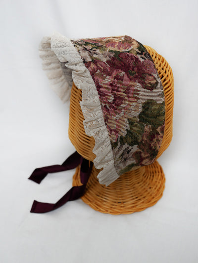 薔薇ゴブランタペストリーハーフボンネット（ボルドー系）