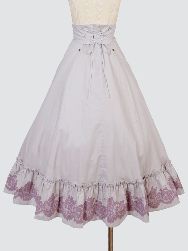 vintageレースプリントバッスルスカート【受注期間:7/23 12:00 - 7/29