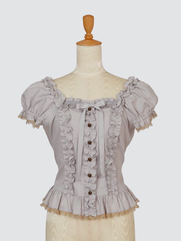 vintageレースプリントスリーブフリルビスチェ【受注期間:7/23 12:00